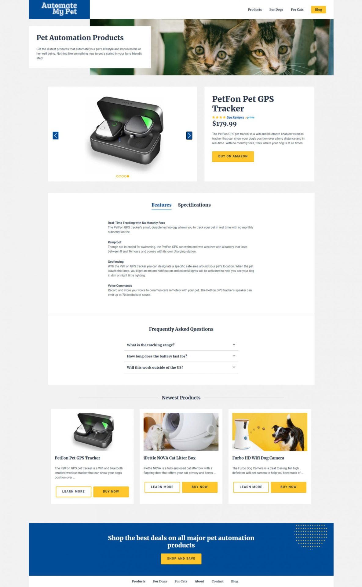 Automate My Pet Product Page